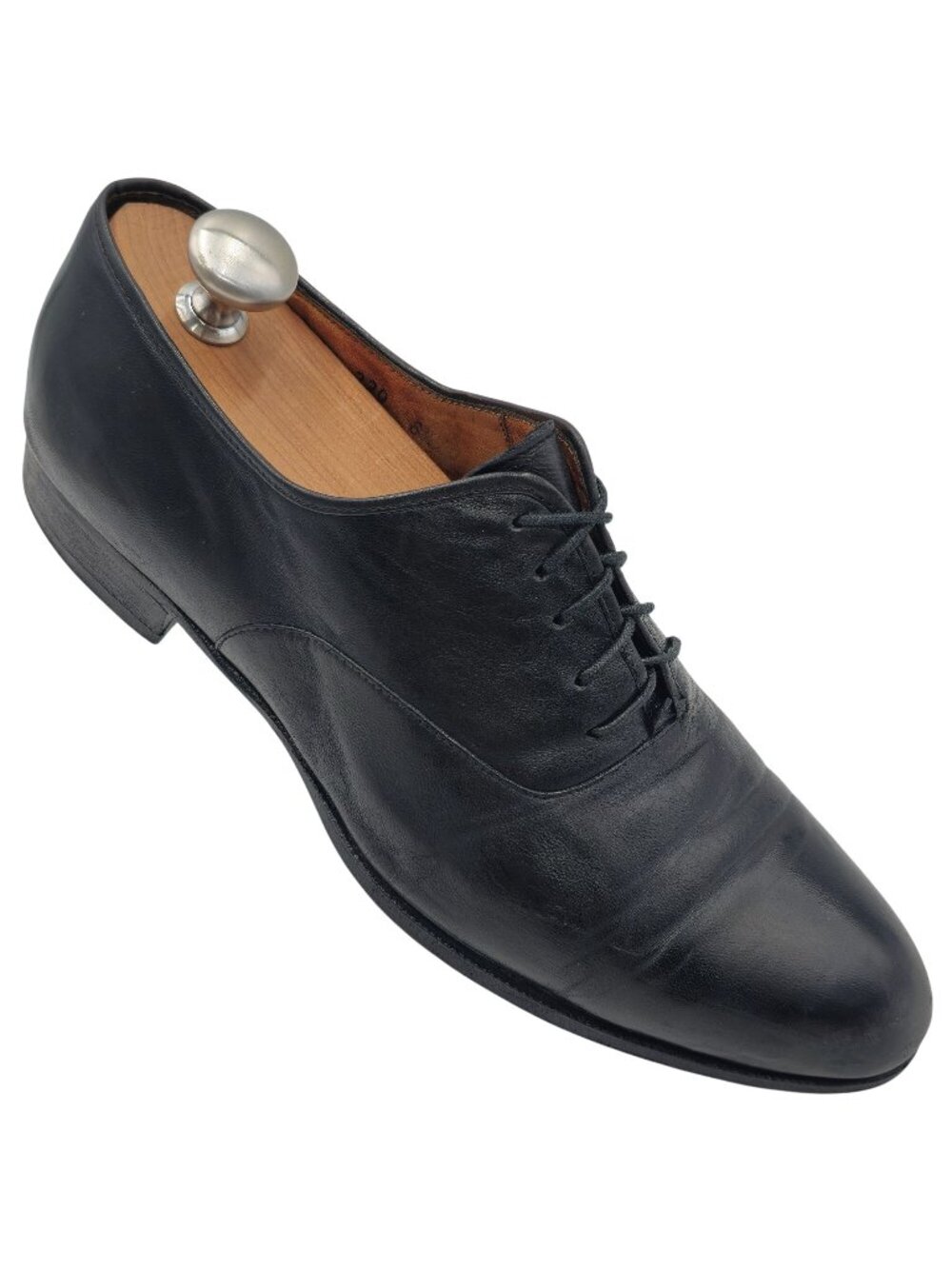 Vintage Salvatore Ferragamo Mens 8.5D Black Leather Dress Shoes Oxfords Italy